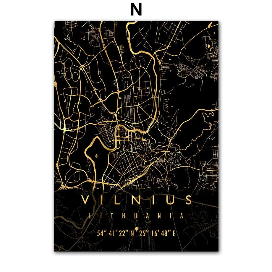 

Настенная картина на холсте, Хорватия, Кипр, Европа, черная, золотая карта, украшение для гостиной, постеры и принты, настенные панно для бара Clib A4 21X30cm No Framed