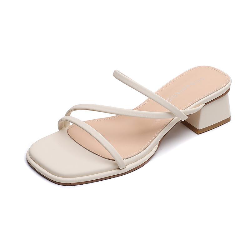 8148-10 One-word and Half Slippers Women's Outer Wear 2025 Summer New Thin Strap Lazy Cool Slippers