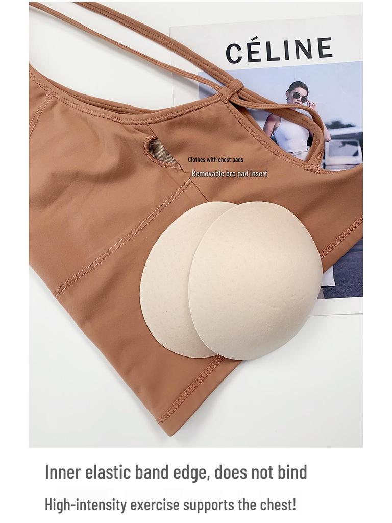 Women's 2025 Yoga Tank Top with Thin Straps, Beautiful Back, and Chest Pad - Perfect for Running and Fitness.