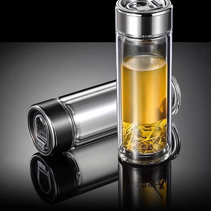 ZhiShi Double-Wall Glass Tea Tumbler with Loop Handle