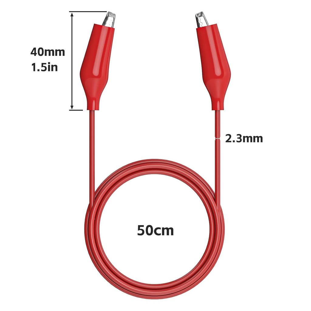 Cleqee Bagworm Clip Alligator Clip Test Electrical Cable Test Lead Crocodile Clip Jumper 5 Colors Cable, 10-Pack Leads, Set, Double-Ended Wires,
