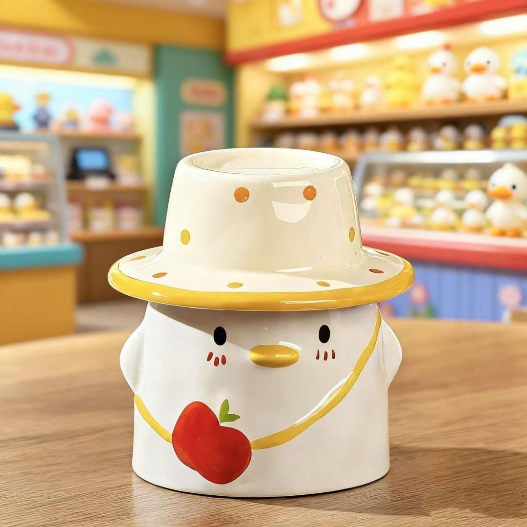 

Cute high-value large-capacity cartoon apple duckling mug small gift box set ceramic cup household cup ≈520ml
