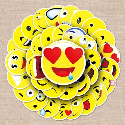 50 Stück Niedliche Smiley-Gesicht Emoji-Aufkleber für DIY-Wasserflaschen, Skateboards und Gepäck - Wasserdicht und Langlebig
