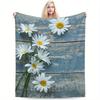 1pc Vintage Wood Board Daisy Print Blanket Polyester Fabric Machine Washable Suitable for Bedroom and Living Room Decoration