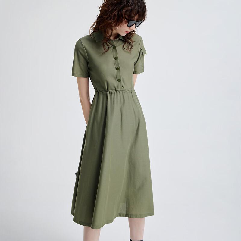 Giovanni Valentino Casual Lapel Short Sleeve A-Line Dress