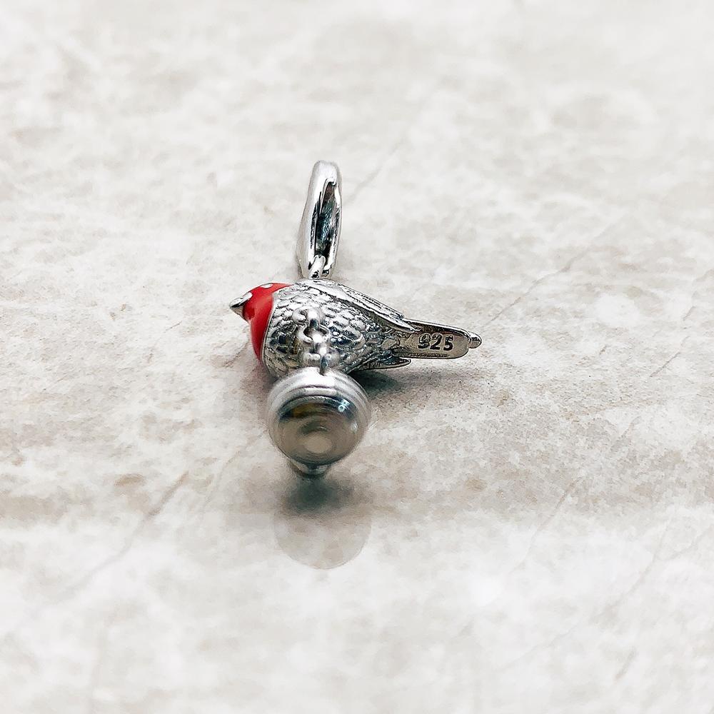 Red Robin Bird Dangle Charm For Women 925 Silver Cute New Gift