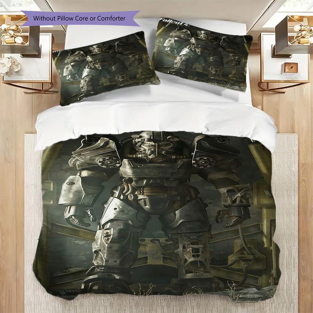 Fallout 76 Zestaw Trzyczęściowy Postapokaliptyczny Survival 1 Poszewka na Kołdrę 2 Poszewki na Poduszki Bez Wkładów Prezent na Boże Narodzenie Urodziny