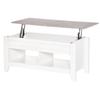 Lift-Top Coffee Table Coffee Table with Lift-Top Surface 2 Open Compartments and Hidden Storage Space 105x50x49 cm White and Marble Effect