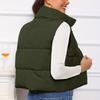 Women's Solid Color Fashionable Pocket Stand Up Collar Vest Jacket