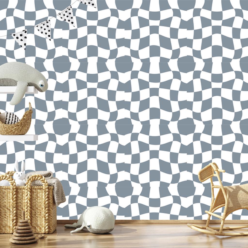 Wallpaper Free Checkerboard Blue, Light Gray Background 50x1000
