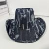 JYL TS DIY Washed Cowboy Hat Unisex Vintage Cat Claw Denim Hat Cotton Denim