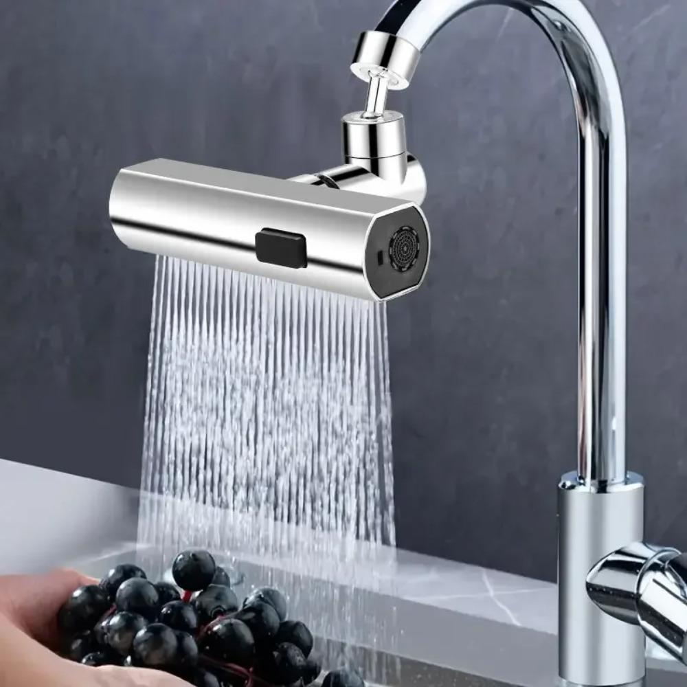 Three Mode Kitchen Faucet Multi-function Sink Artifact Waterfall Water Outlet 360° Rotation Splash-proof Faucet Bubbler Booster
