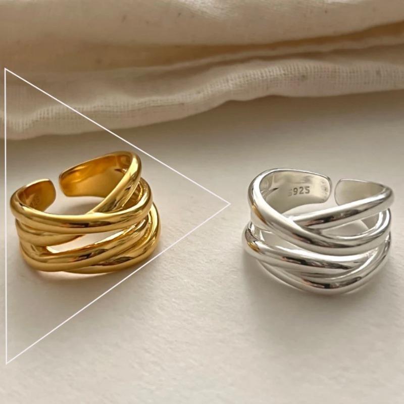 Sam Panda 925 Silver Rings For Women Men Fine Jewelry Finger Adjustable Open Vintage Chain Ring For Party Birthday Gift