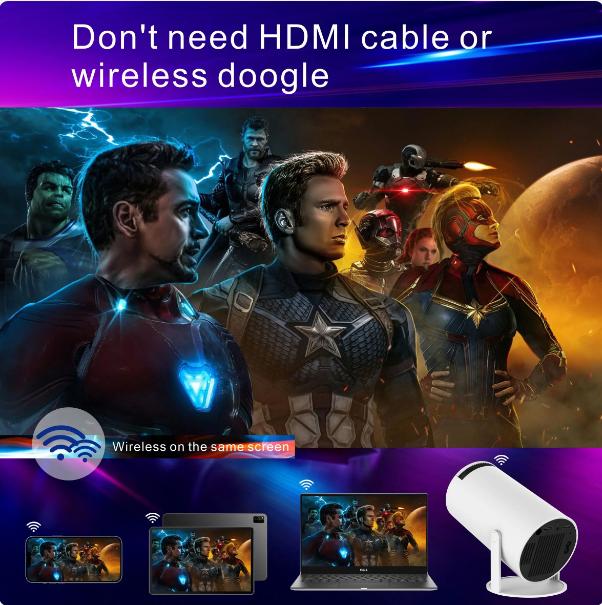 HY300 Android Wifi Smart Portable Projector for Samsung iPhone Phone 1280 720P Full HD Office Home Theater Video Mini Projector