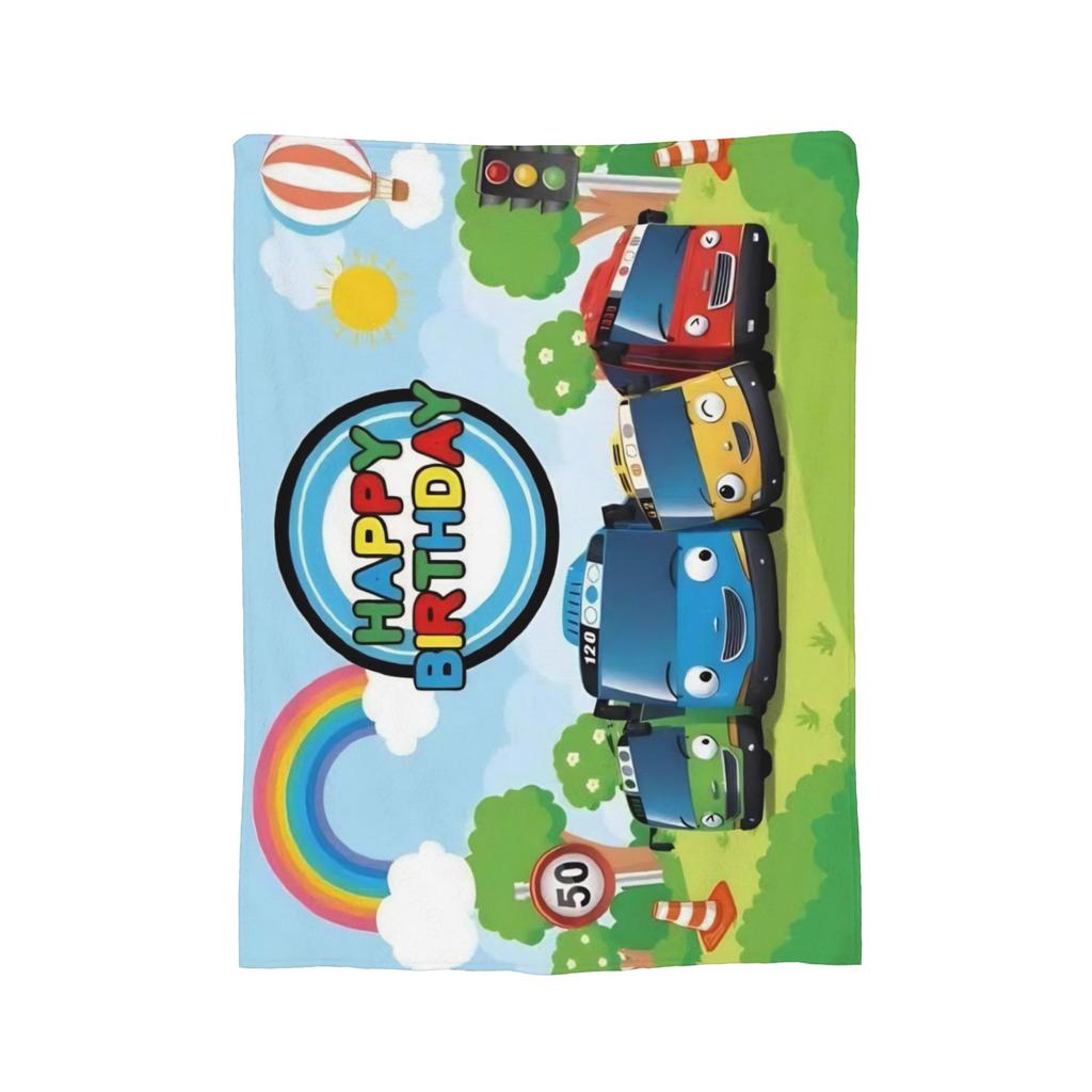 Coperta Go Buster Cartoons Tayos Little Bus Coperta in Flanella Coperta da Viaggio in Aereo Stampata Ultra Morbida Calda Copriletto