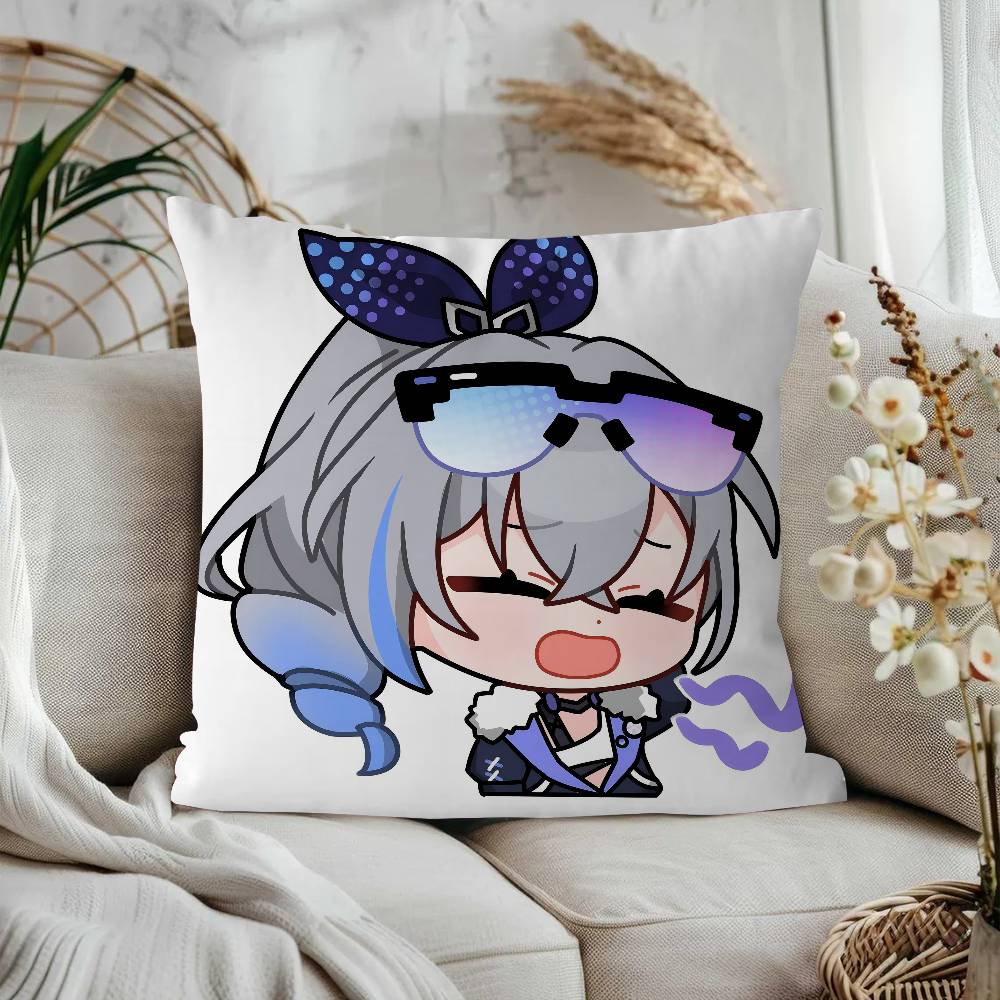 GAME Characters Silver Wolf Cushion Cover Car Throw Pillow Case For Sofa Car Christmas Gift 40x40cm 45x45cm