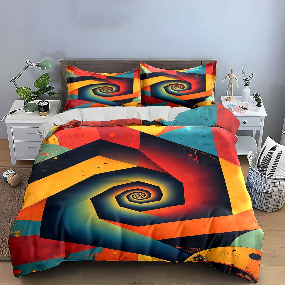 Spiral with geometric patterns. Bedding sets Duvet cover sets Duvet covers Pillowcases(1 * Duvet Cover 2 * Pillowcases without duvet insert)