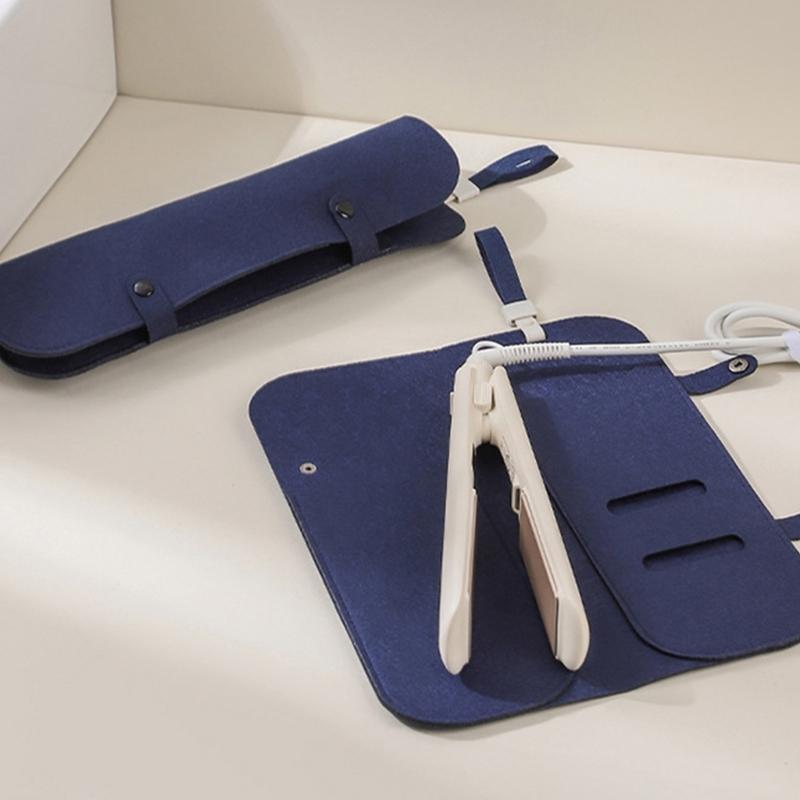 Easy Carry Portable Hanging Felt Storage Bag With Thermal Protective For Hair Curling Iron Travel Organizers