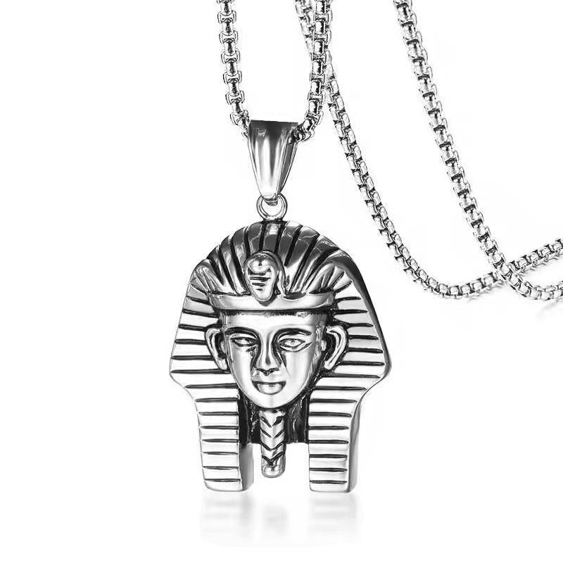 Fashion Hiphop Necklace Men'S Egyptian Pharaoh Pendant Necklace Titanium Steel Ornament Personalized Hip Hop Accessories