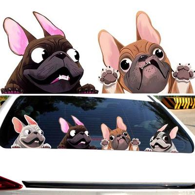 Auto Styling Cartoon Hund Aufkleber Französische Bulldogge Windschutzscheibe Vinyl Aufkleber Dekor Wasserdicht Kreative Auto Aufkleber Dekoration 12*10cm