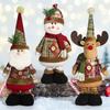 Retractable Christmas Santa Dolls Fabric Elk Doll Christmas Snowman Plush Toys Christmas Tree Decorations Home Party Ornaments