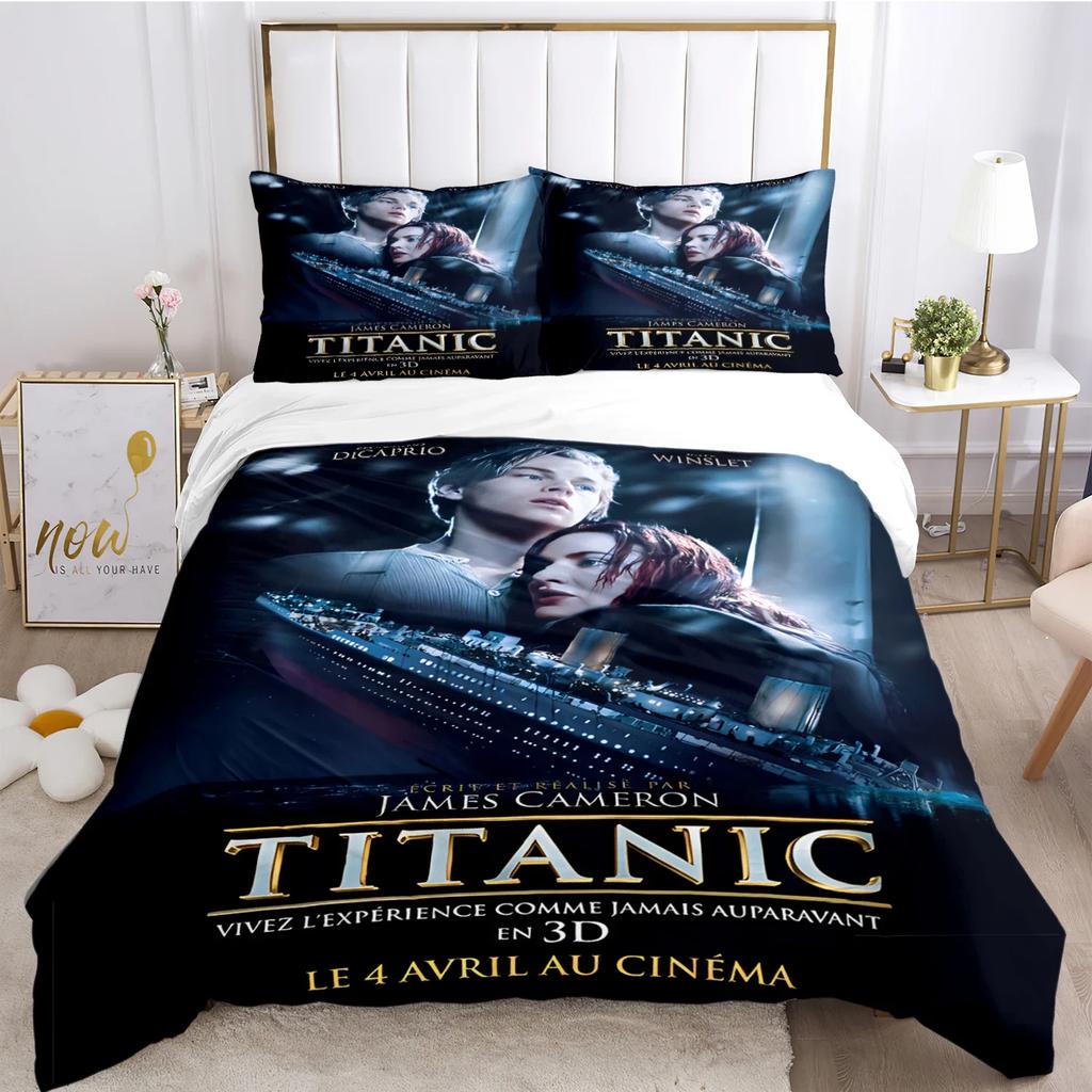 Titanic Romantic Love Duvet Cover Comforter Bedding Set Soft Quilt Cover and Pillowcases for Teens Boy Single/Double/Queen/King