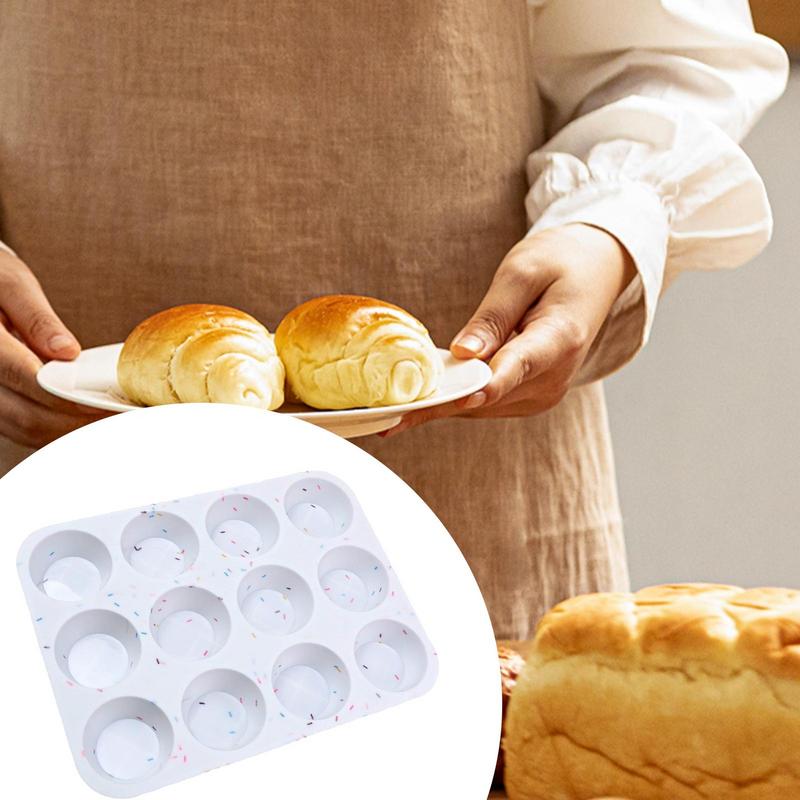 Muffin Pan Small Muffin Pan 12-Cups Reusable Heat-Resistant Silicone Mold For Airfryer Microwave Freezer Bread Camping