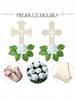 Wooden Crosses with Artificial Roses Standing Crosses with Bases, Baptism Centerpieces, Wedding Party Home Decor