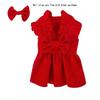 Puppy Bow Knot Dress Set Winter Warm Dog Clothes Pet Christmas Princess Dress Teddy Solid Color Skirt Send Clip