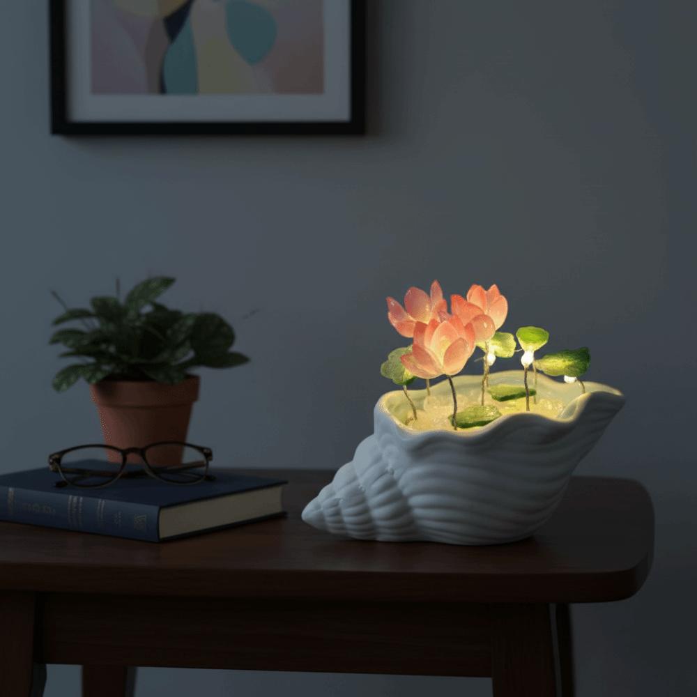 Small Size Sea Shell Glass Lotus Lotus Design Lotus Night Light DIY Lotus Lamp  Birthday Gift