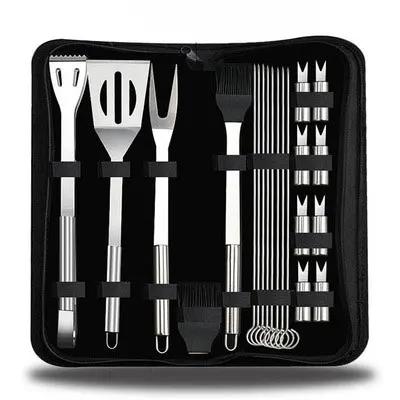 BBQ Tool Set, Portable Oxford Bag, Grilling Utensils, Stainless Steel Grill, Spatula Brush, Outdoor Barbecue Accessories