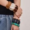 18K Gold-Plated Dopamine Resin Bracelet: European & American Light Luxury Fashion, Versatile Wide Band Elastic Design.