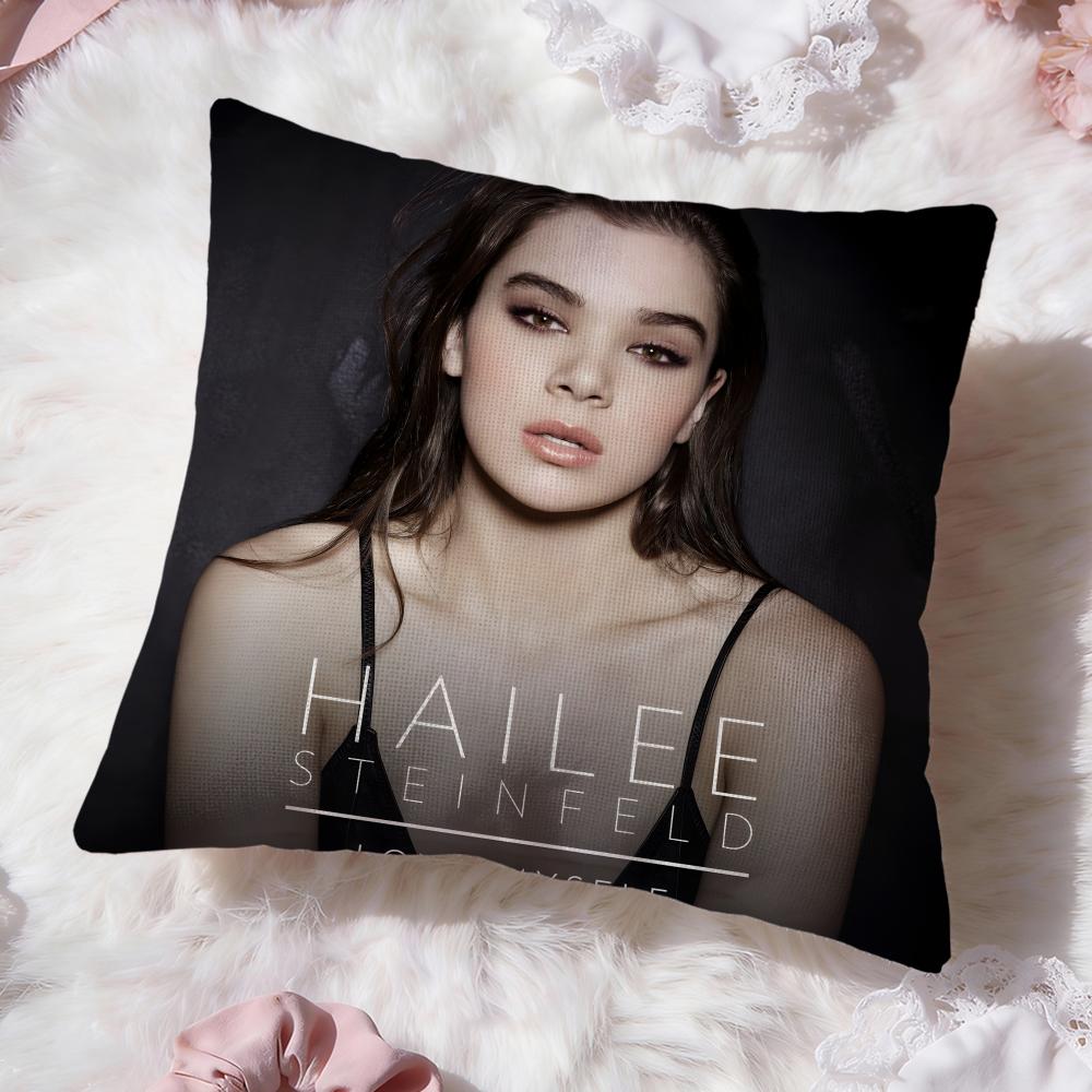h-Hailee Steinfeld Cushion Cover Premium Comfort Reversible Pillow Cove -Two In One Design for Any Room & Car Interior