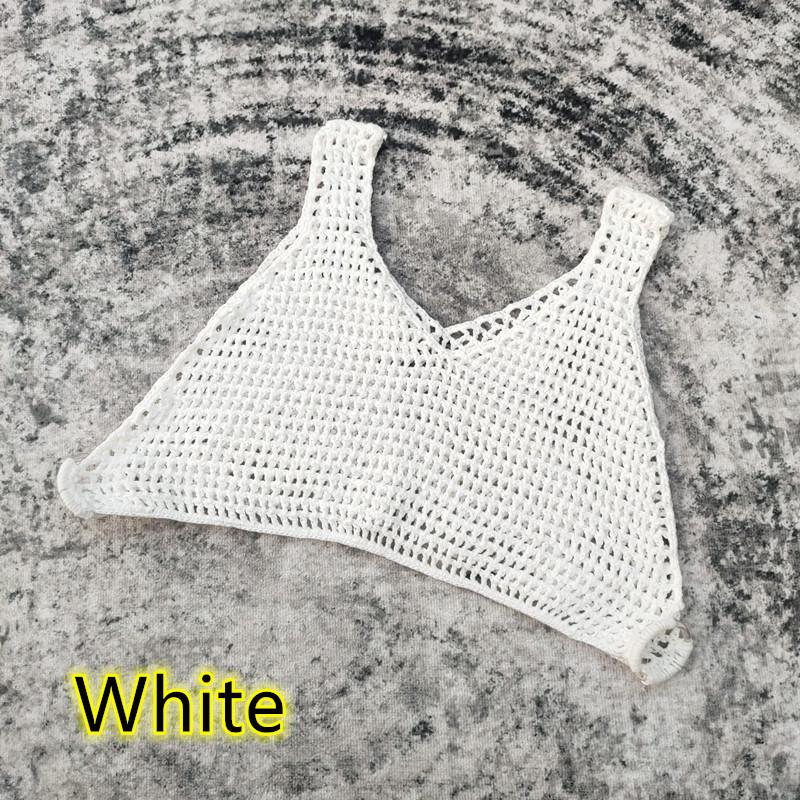 

Ручна робота В язаний гачком Богемний пляжний бікіні-кейп із захистом від сонця Small білий