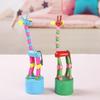 12pcs Wood Animal Giraffe Figurine Push Up Toy Dancing Animal Finger Puppet