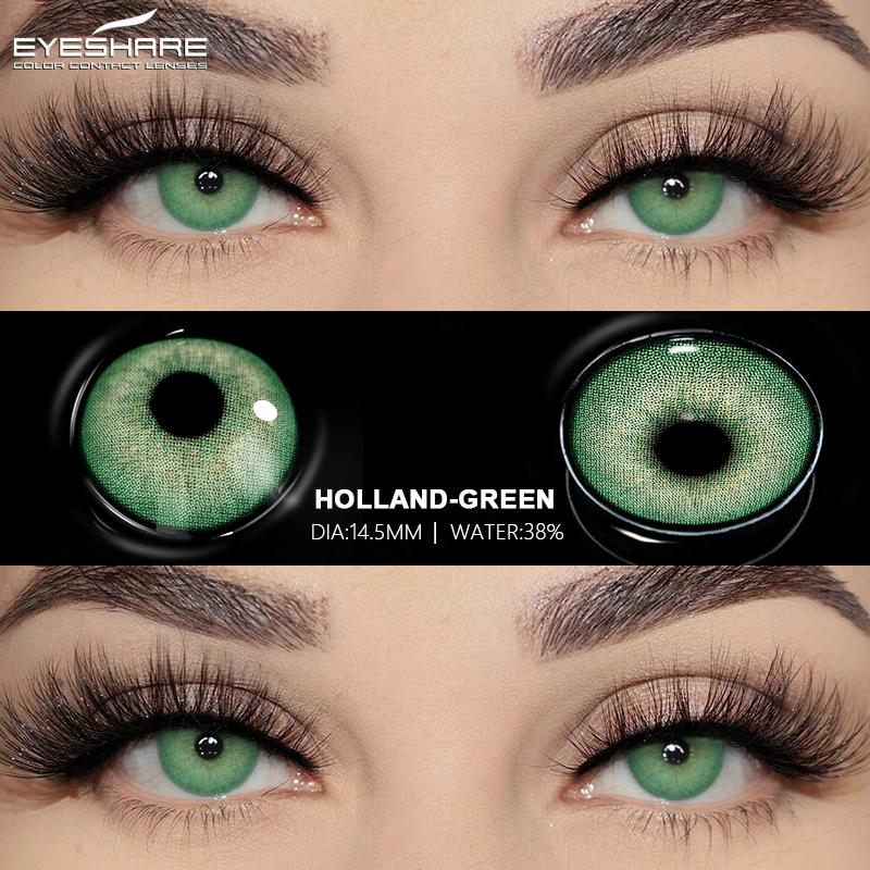 Eyeshare 2ks/pár Kontaktní čočky řady NICOSIA Roční zelené čočky 14,2 mm Modré oči Čočky Módní kosmetika Žáci