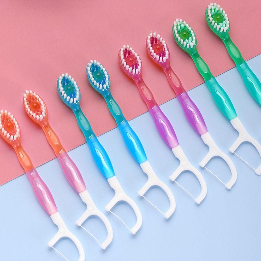 26Pcs 5 In 1 Mini Travel Toothbrushes Oral Care Soft Toothbrush with Freshening Bead with Floss&Toothpaste&Tongue Scraper