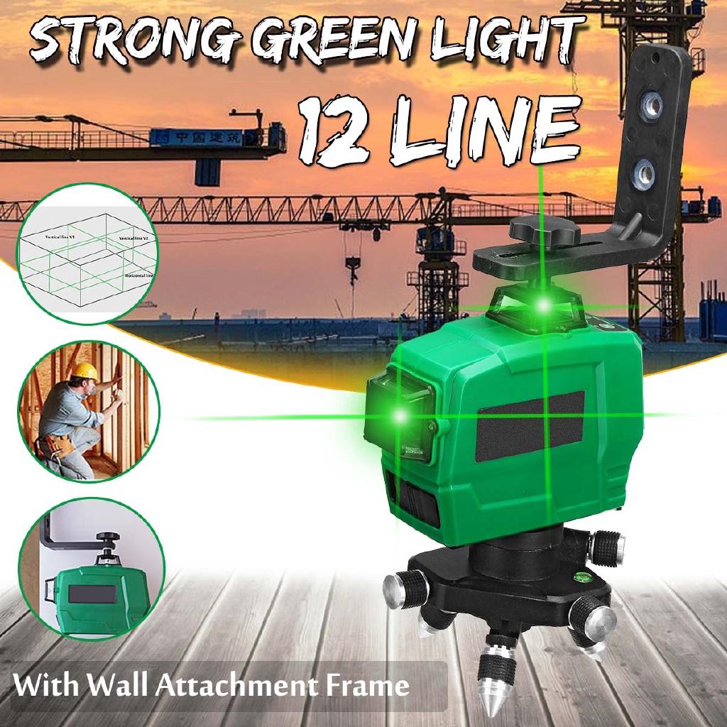 

4000 мАч 12 линий Сильный 3D зеленый свет Лазерный уровень Измерение с рамой для крепления к стене Новый