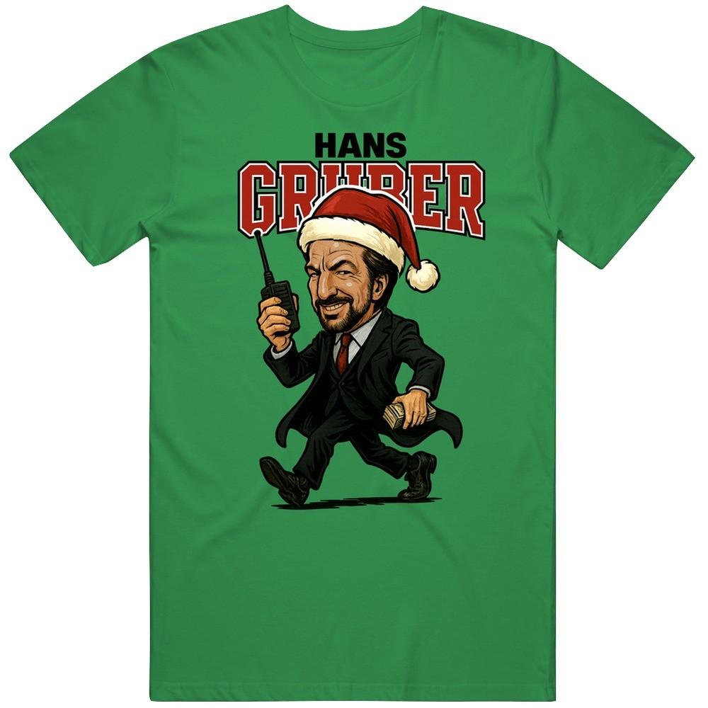 

Classic 80s 90s Christmas Movie Hans Gruber Caricature Die Hard Fan v2 T Shirt XL