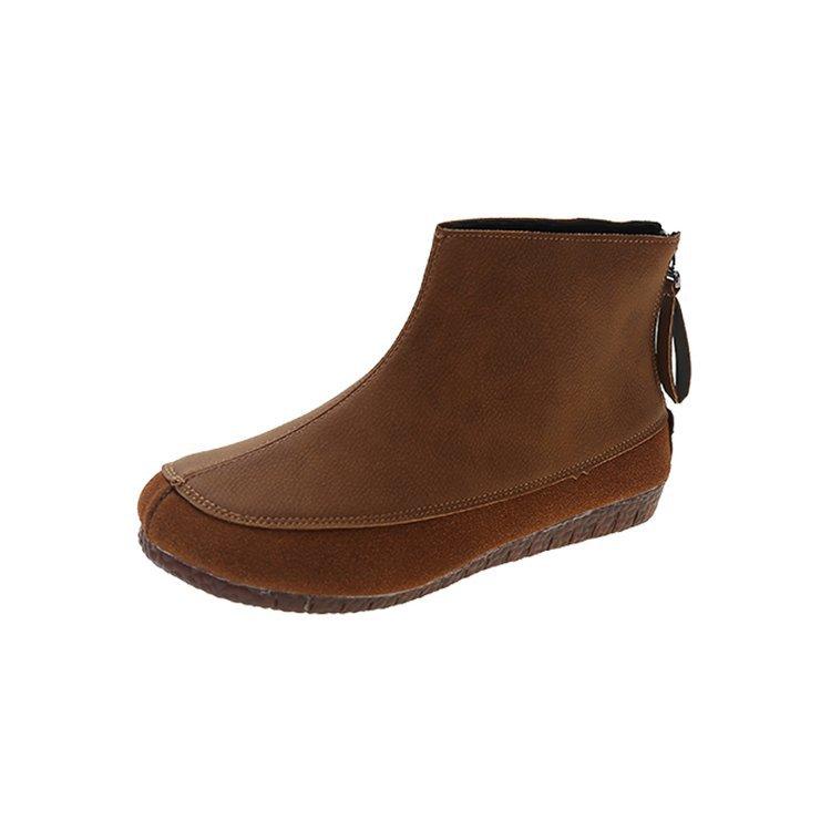 Literary soft leather short boots for women 2024 autumn and winter new retro round head flat bottom mother shoes fashion boots for women