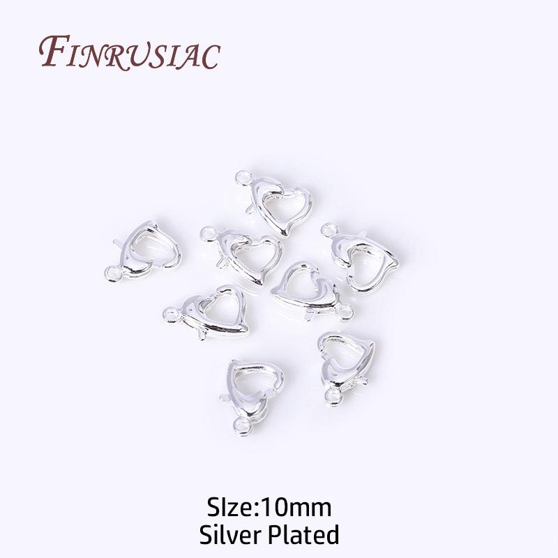 Fermoirs mousqueton en forme de cœur plaqués or 18 carats pour la fabrication de bijoux, Fermoirs fermoirs cœur 10 mm/12 mm pour accessoires de fabrication de bracelets et colliers