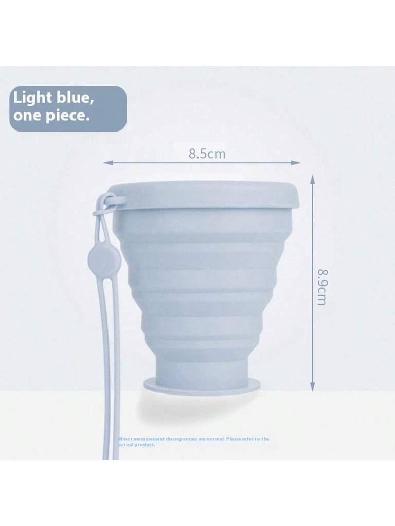 Silicone foldable travel water cup, press-to-collapse design, convenient for outdoor use and easy to carry and store.