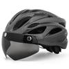 sale cycling bicycle helmet with magnetic goggles and battery tail light for adult road mountain bike helmet motorcycle