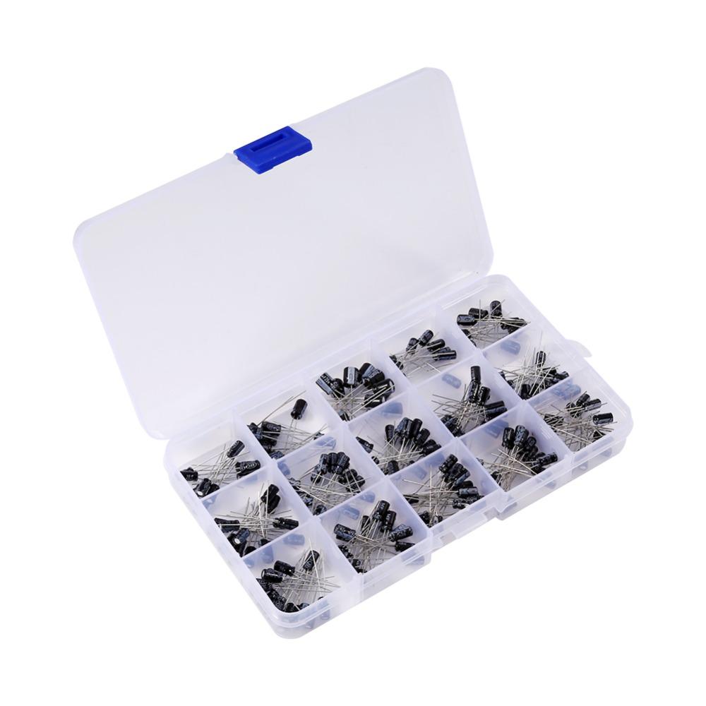 200PCS In-line Type Aluminum Capacitors Set 15 Values DIY Capacitance Model  Electronics Repair