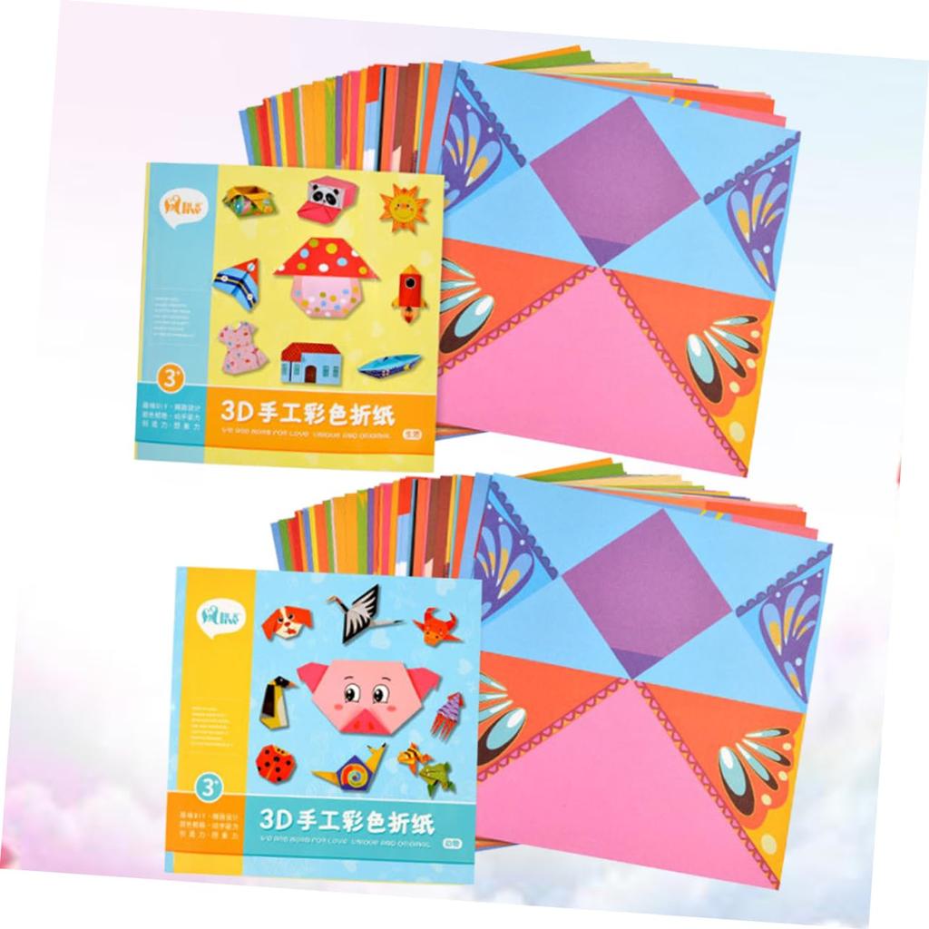 STOBOK Origami 2 Colorful Handmade Origami Inch for Animals and DIY Craft Supplies Paper, Sets, Paper, 5.51 Square, Lifestyle, Kids'
