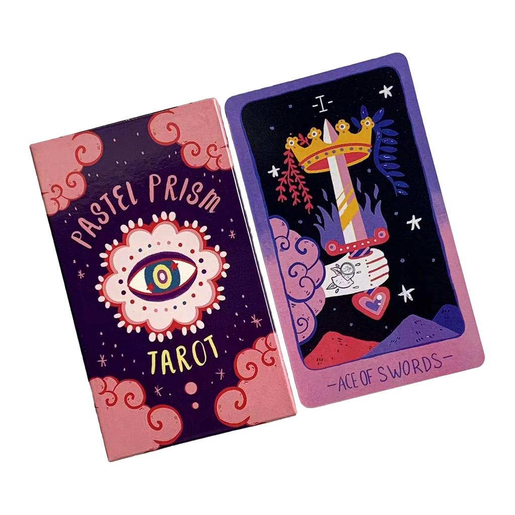 Pastel Prism Tarot Cards 78 Pcs Cards Imbued With The Soothing Tones Of A Pink and Sky-blue Color Palette Game Cards