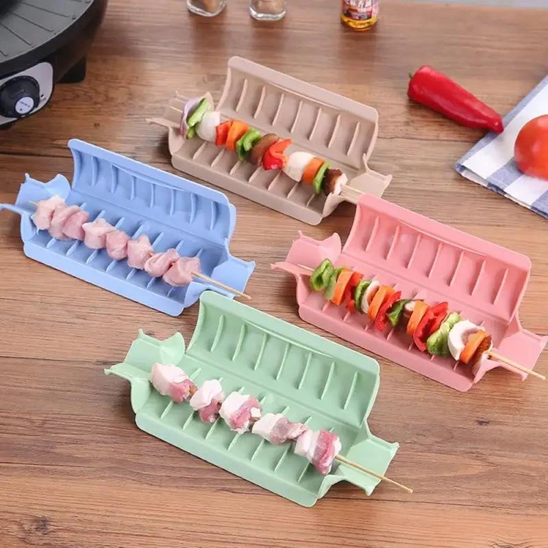 Useful Kitchen Accessories Easy Barbecue Kebab Maker Meat Brochettes Skewer Machine BBQ Grill Accessories Tools Set Quick Skewer