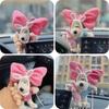 Cute Pink Bunny Bow Car Ornament Plush Hanging Pendant For Girls
