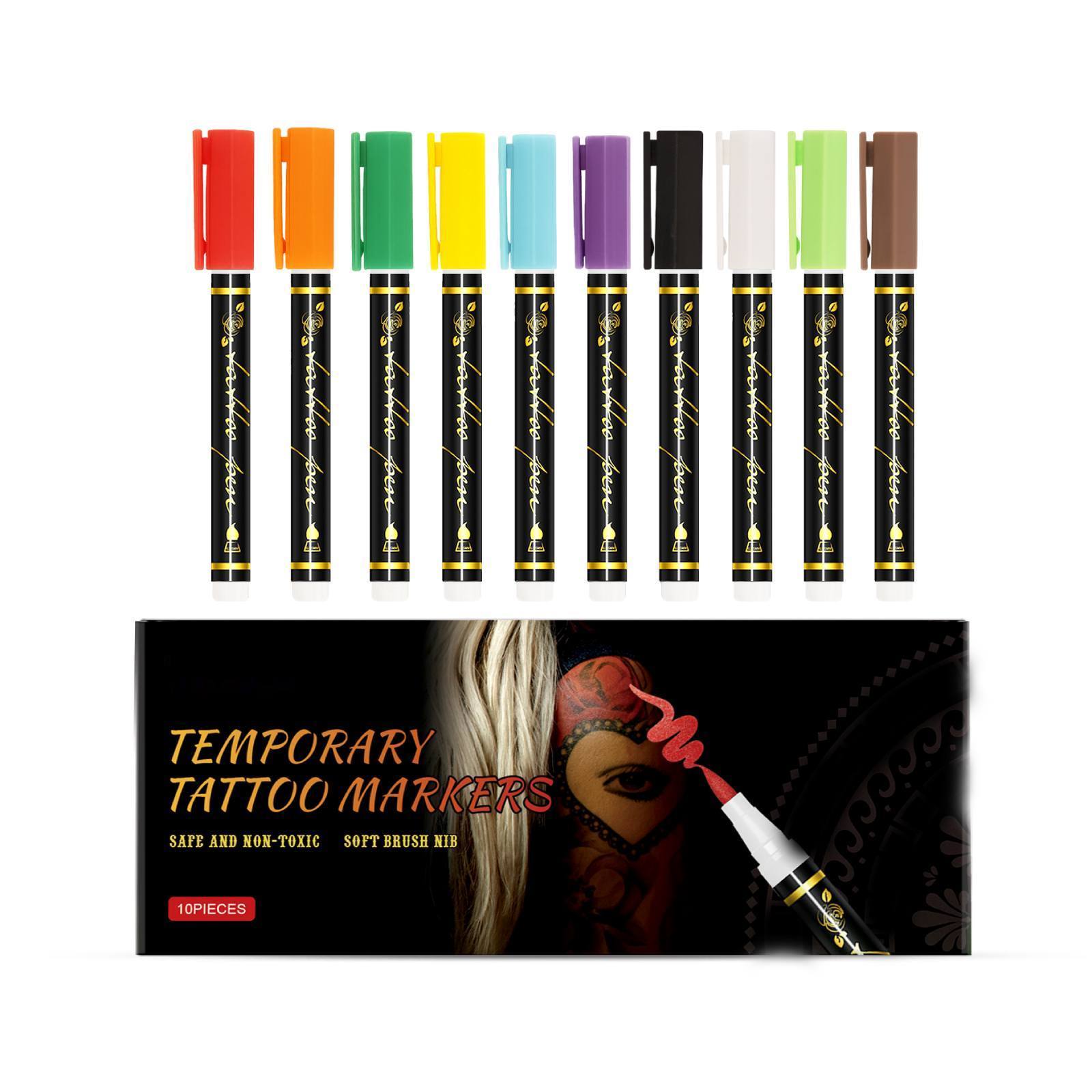 

Временные ручки, подходящие для фестивальных вечеринок, доступны в нескольких цветах, безопасные и не раздражающие кожу, для ролевых игр и удобные для творчества, 10 мл One Size чёрный