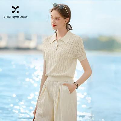 Women's Chic Hollow-Out Knit Polo Top